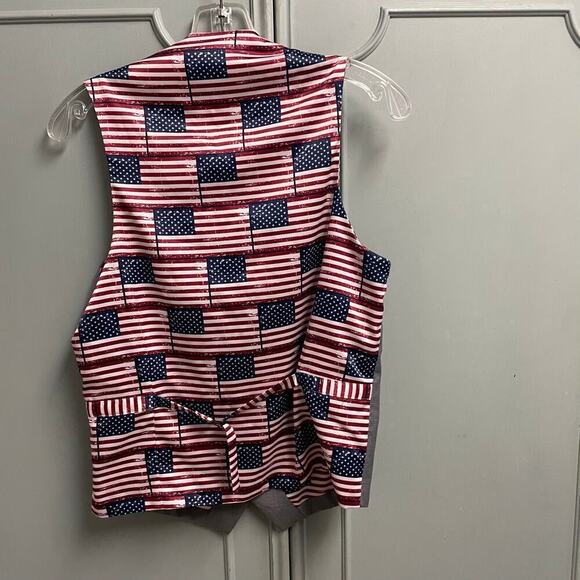 Joe Joseph Abboud Wool Vest American Flag Back Gray Size 34 Small - Picture 2 of 4